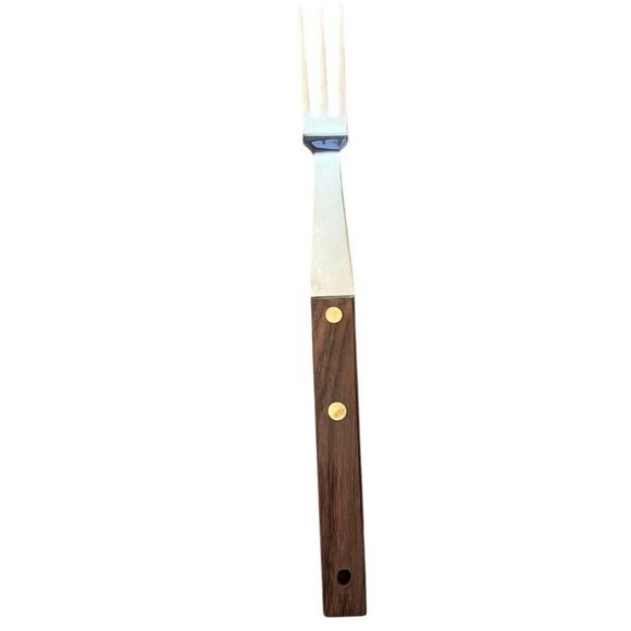 Vernco MCM Stainless Wood Handle Meat Carving Knife and Fork Set Boxed Vtg Japan - Picture 6 of 8